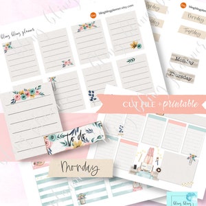 FULL BOX PRINTABLE Planner stickers, printable full box stickers, date planner stickers, weekly planner page sticker, lined planner full box