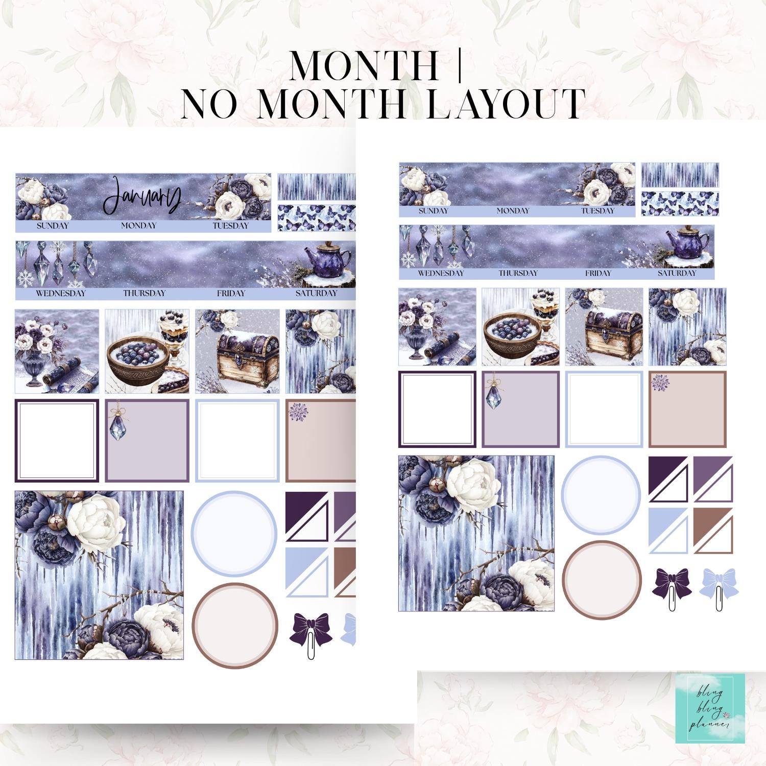 Classic Happy Planner January Printable Monthly Stickers, Winter ...