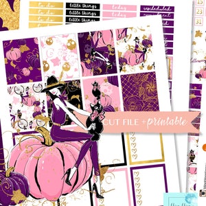 HALLOWEEN PLANNER Stickers, Halloween Planner Sticker Kit, printable halloween stickers, witch planner stickers, 2 dollar, pumpkin sticker