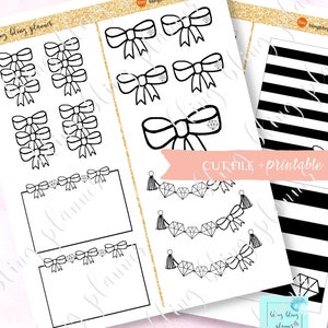 FOIL READY BOW sticker, Bow Divider,  foil ready bow box printable, foil bow garland, for Erin Condren, for Happy Planner, goodnotes sticker