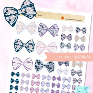 BOW PRINTABLE STICKERS, printable planner stickers, printable bow sticker, Functional planner sticker, big bow, blingblingplanner, small bow image 1