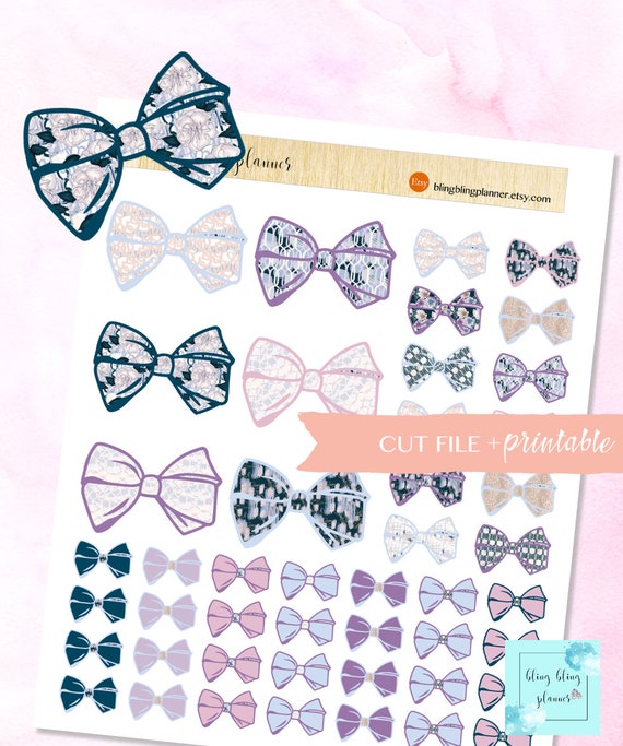 BOW PRINTABLE STICKERS, printable planner stickers, printable bow sticker, Functional planner sticker, big bow, blingblingplanner, small bow