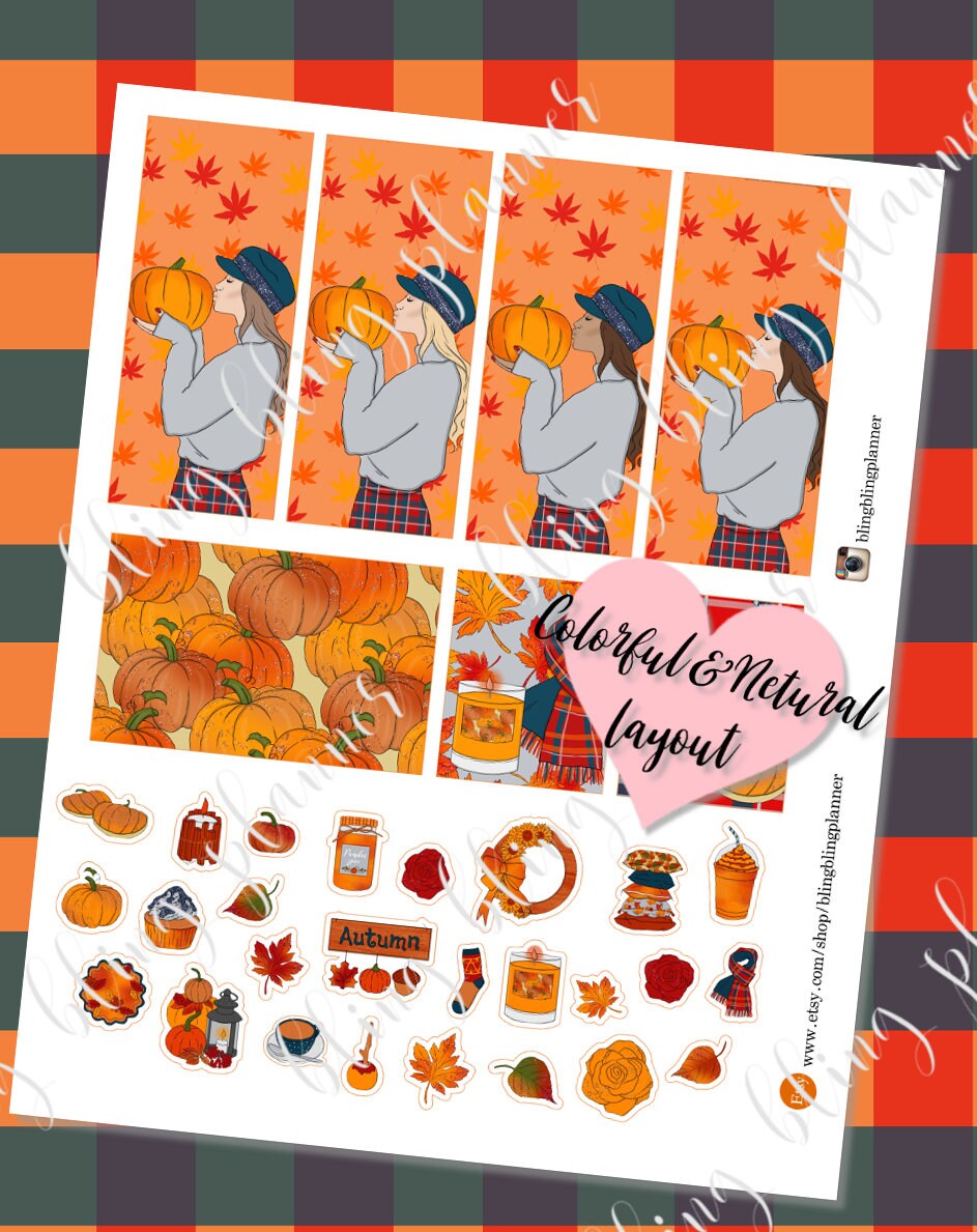 PUMPKIN PLANNER STICKERS Printable Planner Stickersfall - Etsy