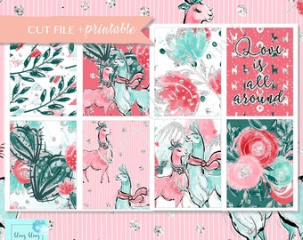 VALENTINES DAY planner kit, Love planner stickers, llama planner stickers, February weekly planner stickers, printable planner stickers, kit