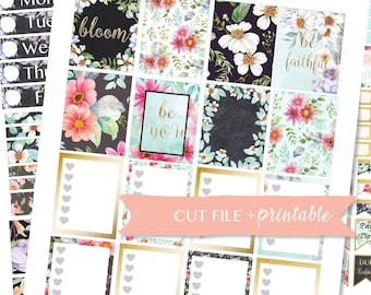Druckbare PLANNER Aufkleber, Frühling Sticker, Frühling Blumen, Blumenplaner, wöchentliche Sticker, druckbare wöchentliche Set, Blumen-Kit