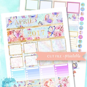 APRIL MONTHLY VIEW, Monthly Planner Kit, Printable Planner Stickers ...