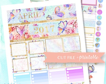 APRIL MONTHLY VIEW, Monthly Planner Kit, Printable Planner Stickers, Sticker for ec, Digital Planner Stickers, Floral Planning Sticker,