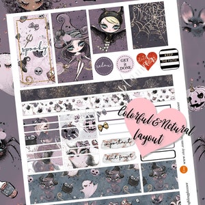 HALLOWEEN PLANNER Stickers, Printable Halloween weekly kit, Witch printable stickers, gothic planner stickers, Printable Planner Stickers image 4