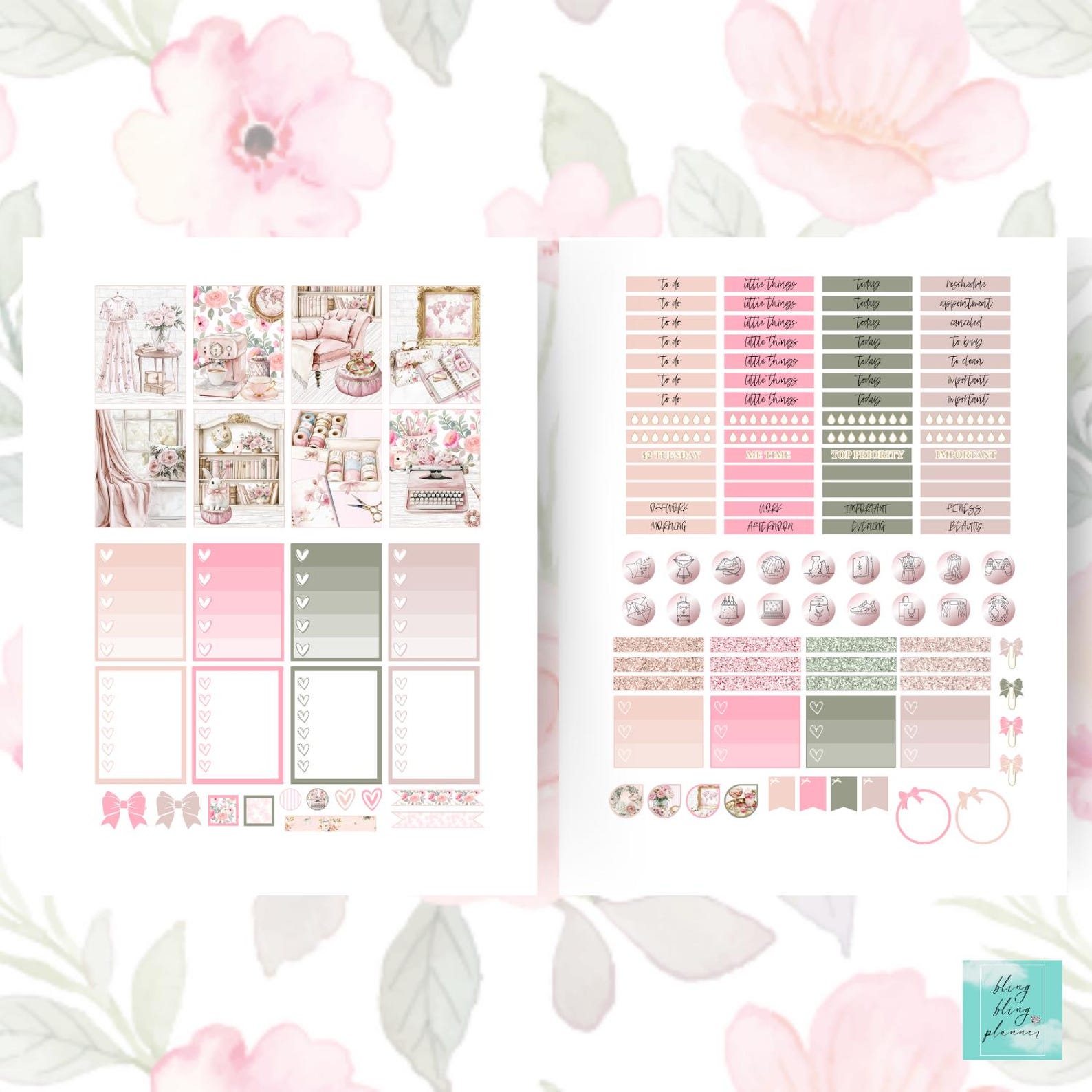 Pink Planner Printable Erin Condren Weekly Sticker, EC Vertical Sticker ...