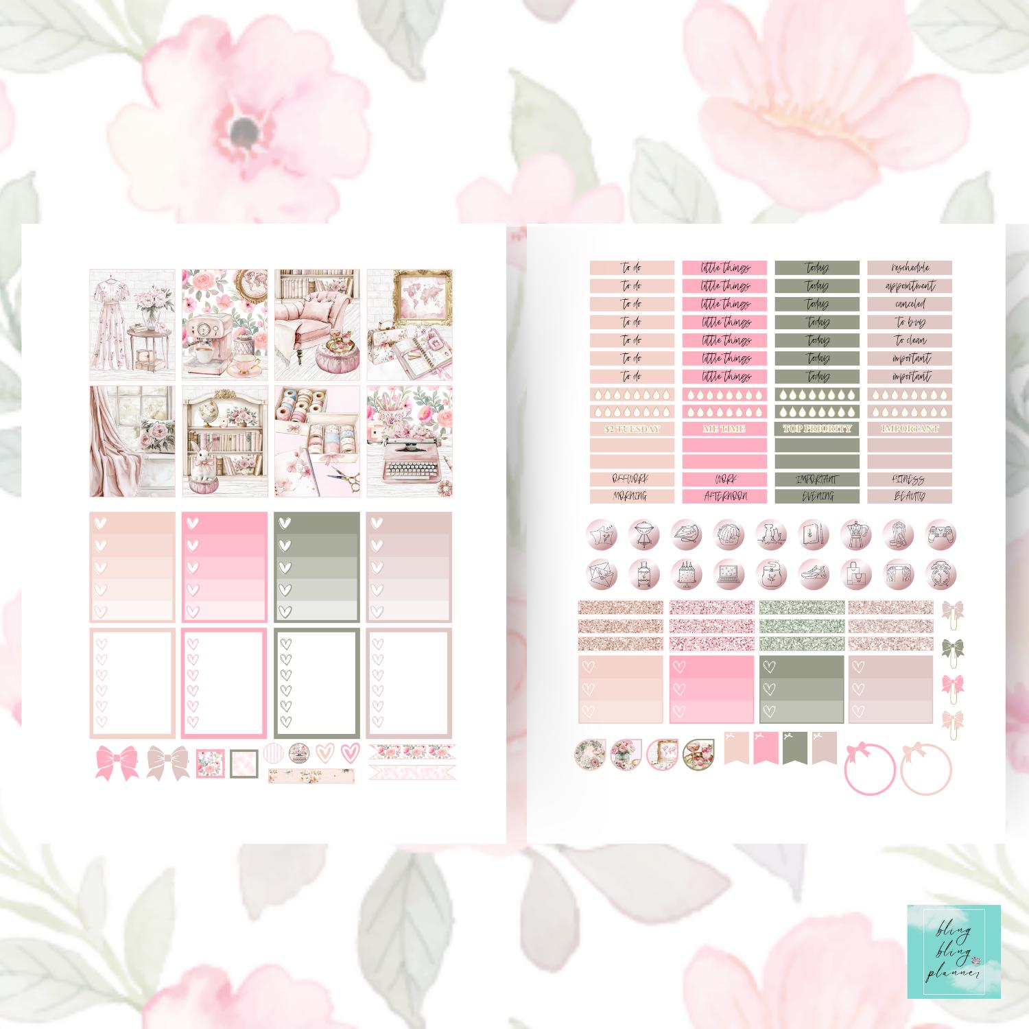Pink Planner Printable Erin Condren Weekly Sticker, EC Vertical Sticker ...