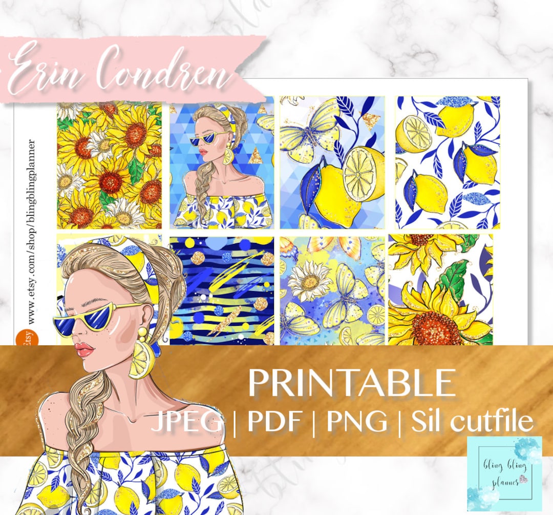 SUNFLOWER PRINTABLE PLANNER Sticker, Summer Planner Kits Printable ...