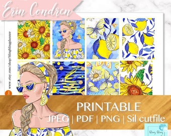 SUNFLOWER PRINTABLE PLANNER Sticker, Summer Planner kits printable, Sunshine Printable Planner sticker, digital stickers, functional sticker