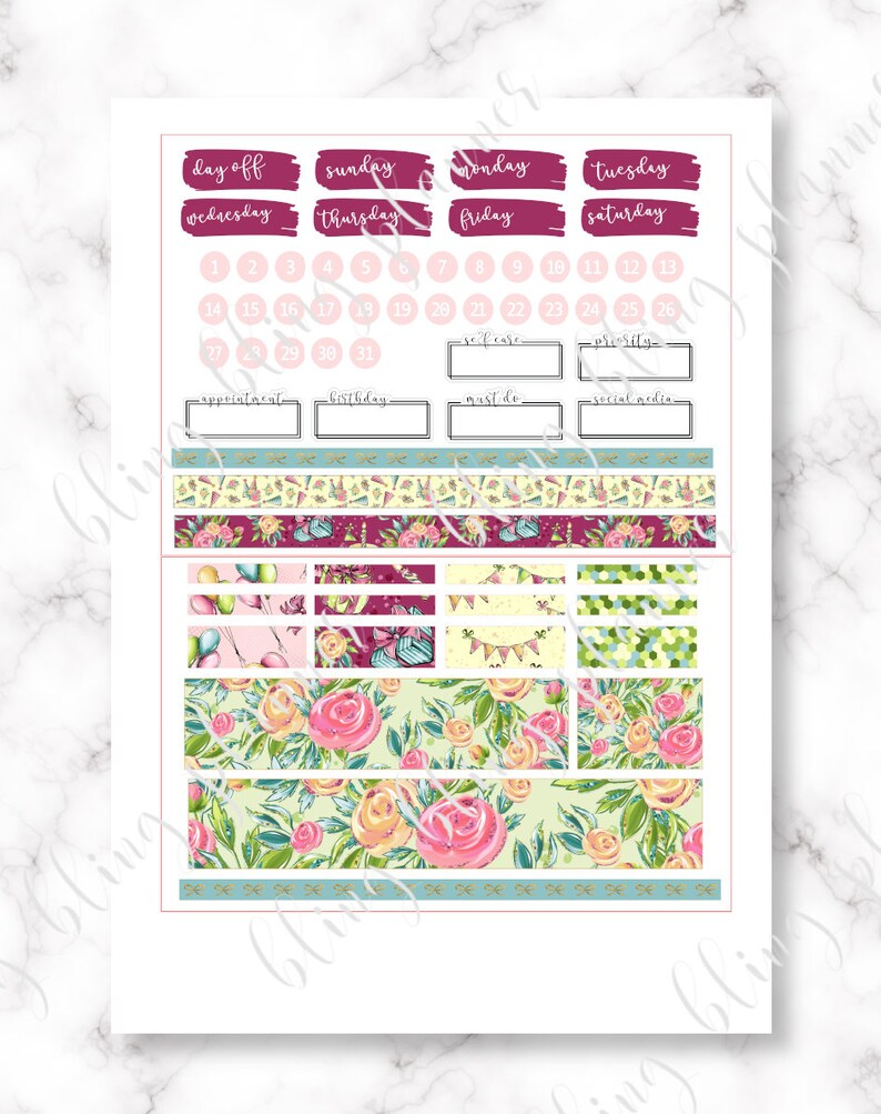 BIRTHDAY PRINTABLE Planner STICKERS Printable Planner | Etsy