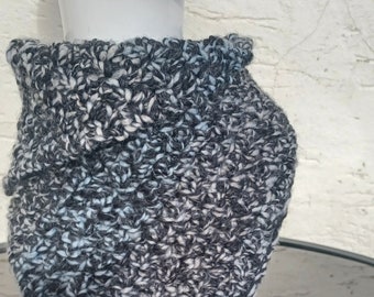 Crochet cowl, wrap scarf, cape, snood, crochet scarf, grey colours, gift idea