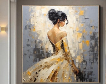 Original Lady fine art Dancer painting on Canvas Figurative wall art Extra large abstract painting Impressionism Decorative Oil painting