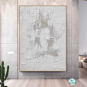 white gray textured wall art white abstract wall decor White Minimalist Painting  White textured Painting White Wall Art Gray modern art