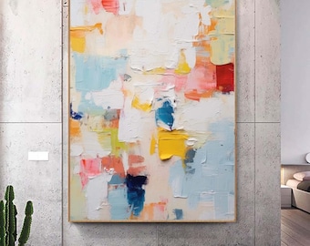 Large abstract painting,Palette knife painting,Colors abstract wall art,modern abstract canvas,large canvas art, acrylic painting