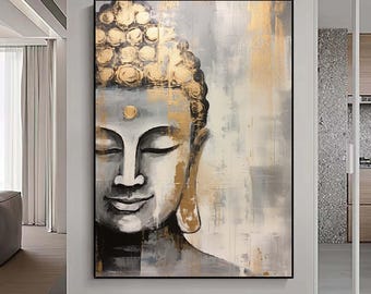 Original Buddha fine art  Religious Figurative Canvas Zen Art wall art Extra large abstract painting Impressionism Decorative Oil painting