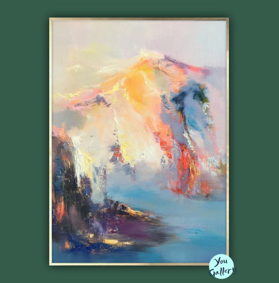extra large wall art,mountains painting,mountain art,abstract landscape,mountain oil painting,oil painting mountain,impressionist art,art