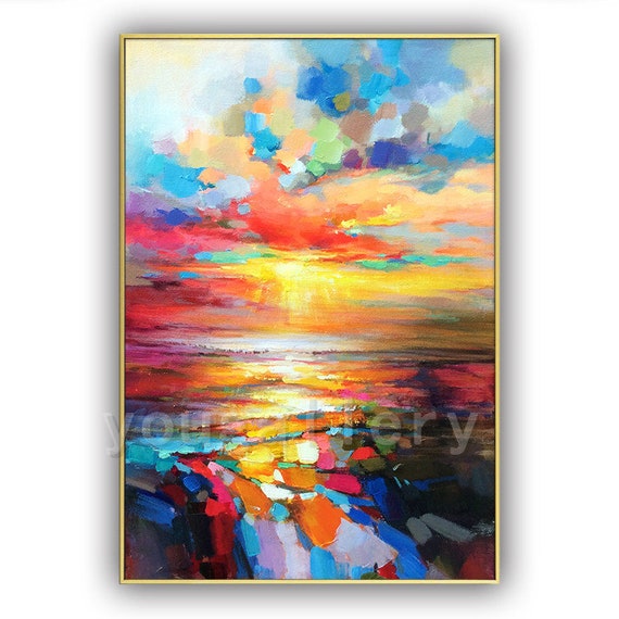 KDXAOBEI Wall Art Decor Canvas Painting Landscape Sky Couds Color Lake  Canvas Prints Seascape Sunset Paintings For Room 30x40cm(12x16in) No Frame