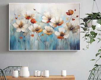 Large abstract Floral painting,Textured Flowers painting,Oversized abstract wall art,modern abstract canvas,large wall art, acrylic painting