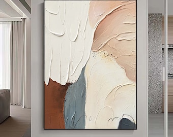 Large Original Beige Abstract Painting Gray Painting, Modern Hand Oil Painting, Minimalist Abstract Painting,Contemporary Art,Sofa Wall Art