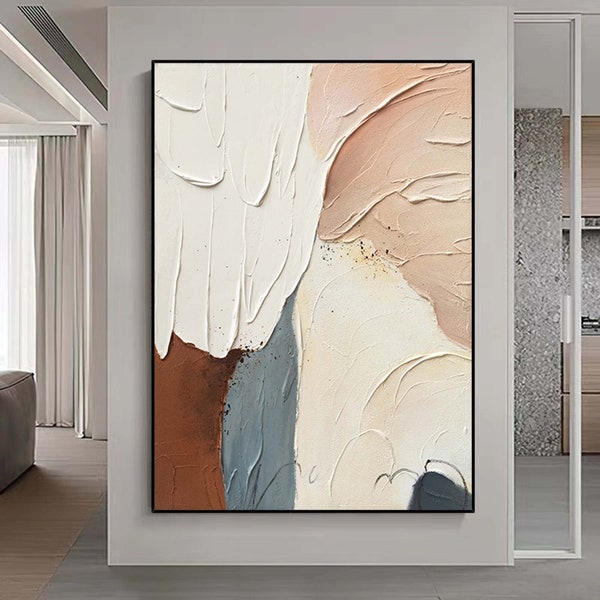 Large Original Beige Abstract Painting Gray Painting, Modern Hand Oil Painting, Minimalist Abstract Painting,Contemporary Art,Sofa Wall Art