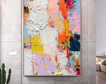Large abstract painting,Palette knife painting,Colors abstract wall art,modern abstract canvas,large canvas art, acrylic painting