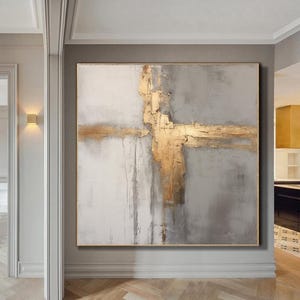 Modern gray gold abstract,extra large wall art, acrylic painting ,large original painting abstract,oversized abstract painting,original art