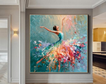 Original Lady fine art Dancer painting on Canvas Figurative Ballerina wall art Extra large abstract Decorative Oil painting