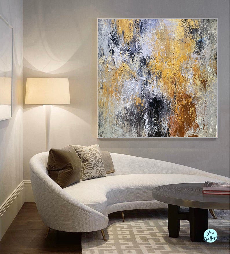 Gold Leaf Art Abstract Painting Original Artwork Modern | Etsy