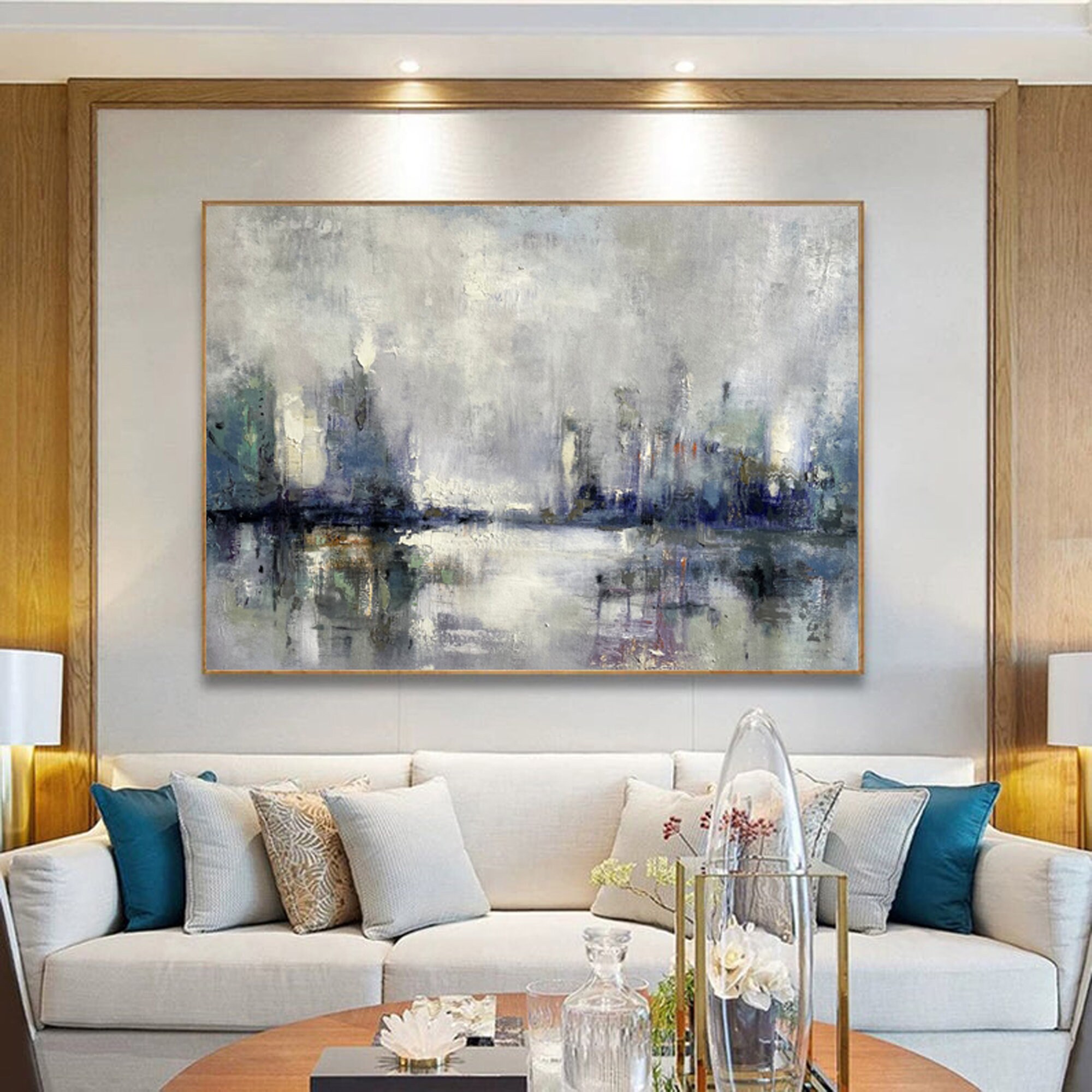 Large Original Abstract City Painting,Impressionism Cityscape Painting,City Skyline Painting,New York Skyline Wall Art,Large Abstract