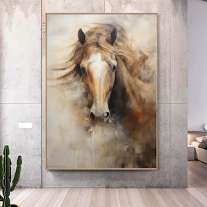 Oversized abstract horse painting,Large abstract animal painting,gray brown wall art,modern abstract art,large canvas art,acrylic painting