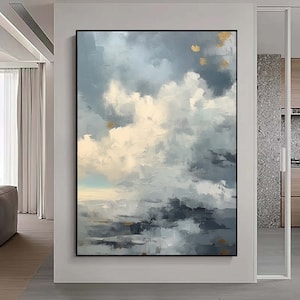 Clouds painting,Original Abstract Wall Art Large Sea Painting,Large abstract painting, canvas painting,Texture Canvas Wall Painting Art Hand