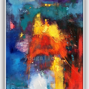 Red Abstract painting On Canvas,Colorful Acrylic Painting,Original Artwork,Heavy Texture,Bright Wall Art,Creative Abstract,Contemporary Art