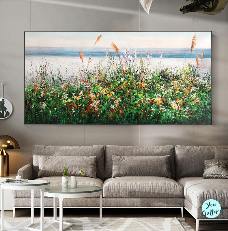 Large Original Grass Painting on Canvas Abstract Natural Painting Oil ...