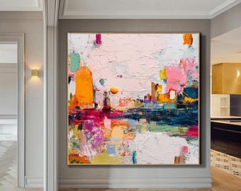 Palette Kinfe Abstract Wall Art,Original Heavy Textured Painting On Canvas,Modern Wall Décor,Abstract Hand-painted Painting,Living Room Art