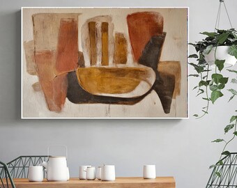 Large Abstract Canvas Art Wabi-Sabi Wall Art Brown & Beige Textured Painting Neutral Home Decor