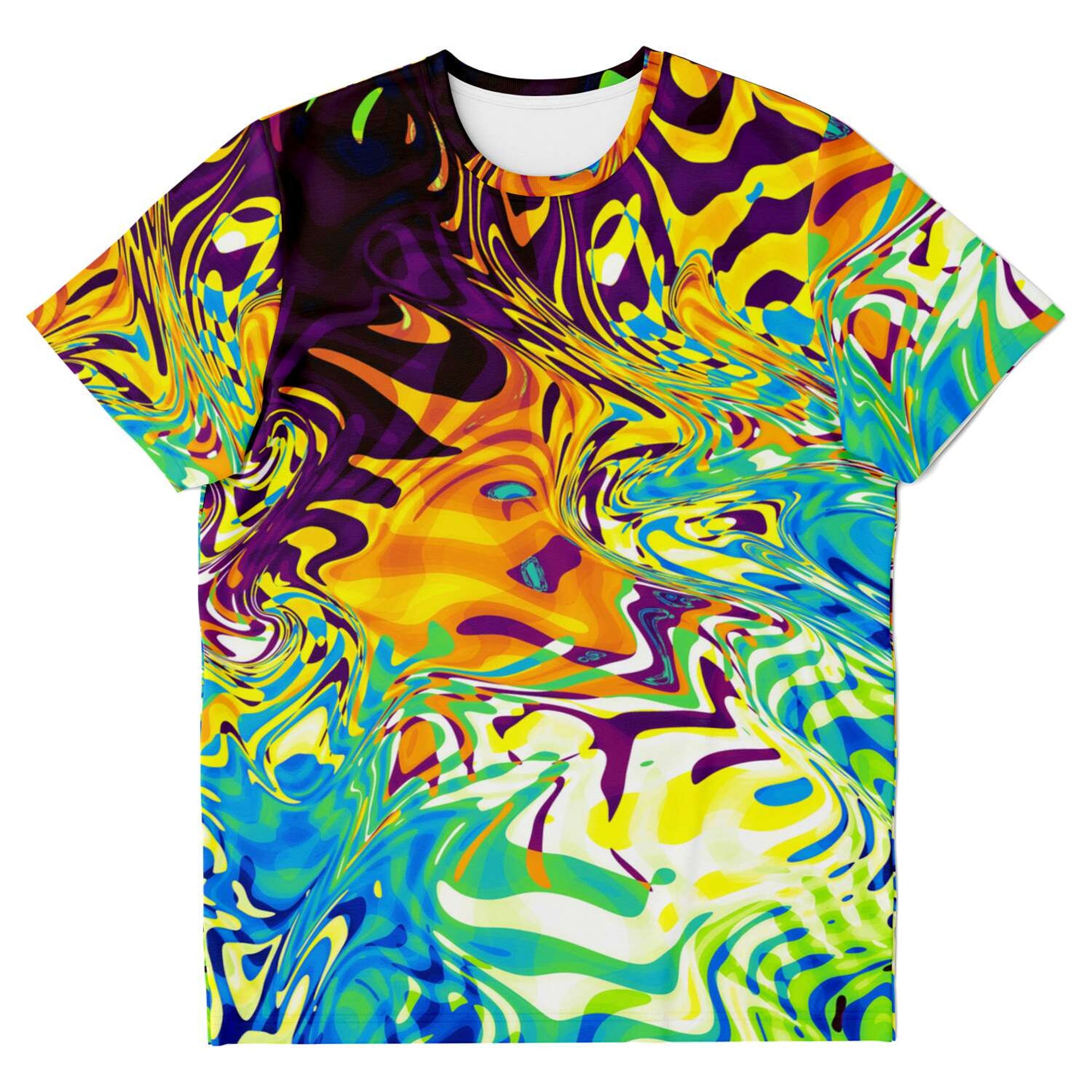 Discover Psychedelic Glitch Waves Rainbow Colorful Paint 3D T Shirt