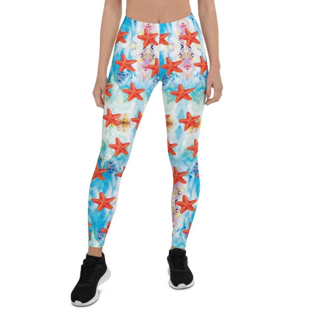 Aqua Marine Beach Ocean Starfish Leggings - Etsy UK