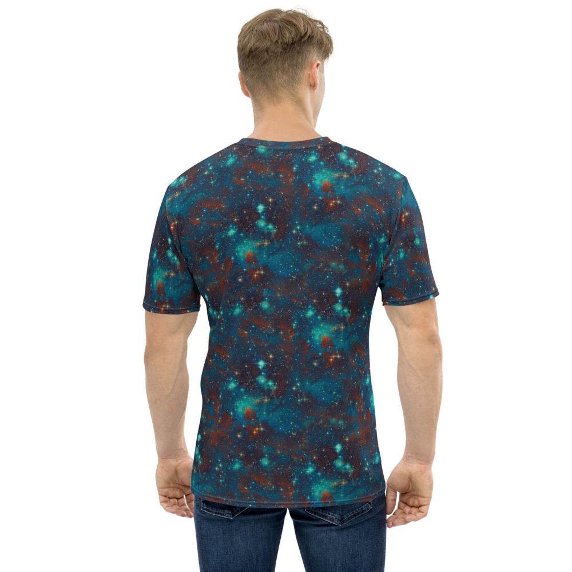 Blue Sky Galaxy Stars Space Abstract Clouds Men's T-shirt