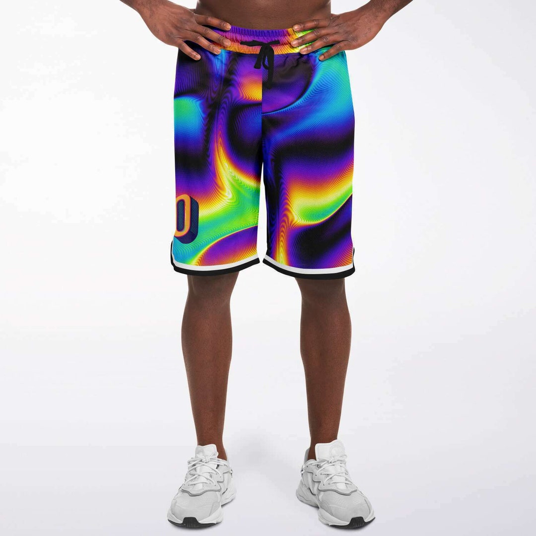 Holographic Iridescence Edm Festival Psychedelic Men Women Basketball