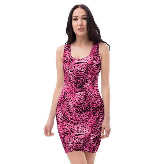 Hot pink 2025 animal print dress