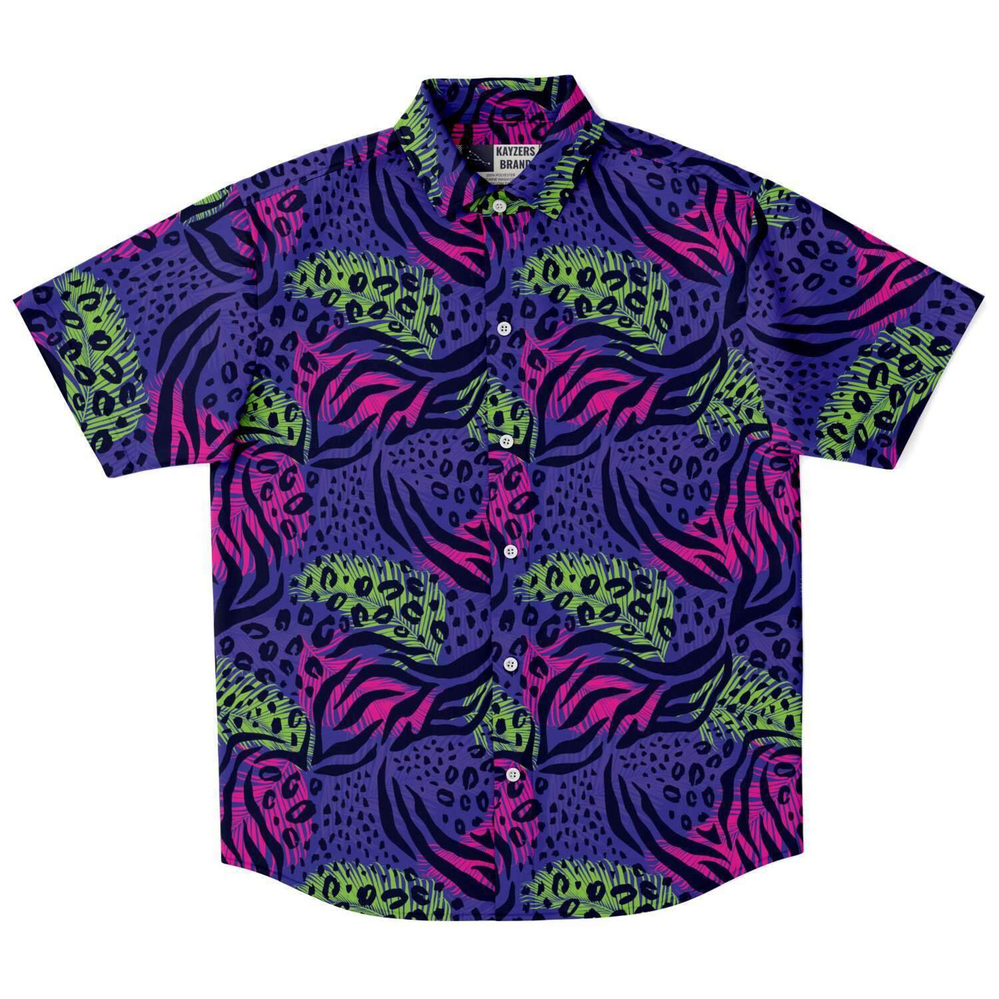 Purple Colorful Animal Print Leopard Hawaiian Shirt