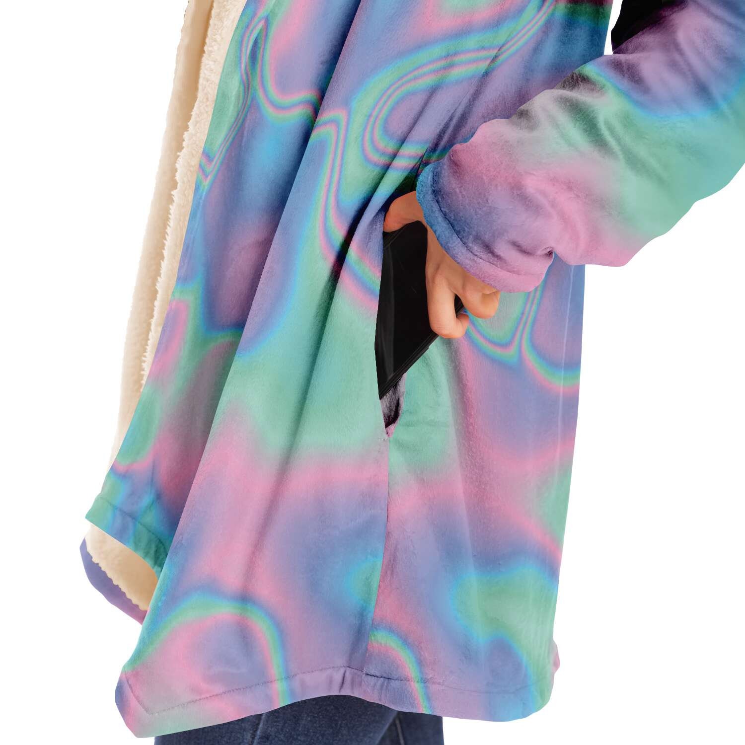 Blue Pink Ombre Hue Holographic Iridescence Microfleece Cloak - Etsy Canada