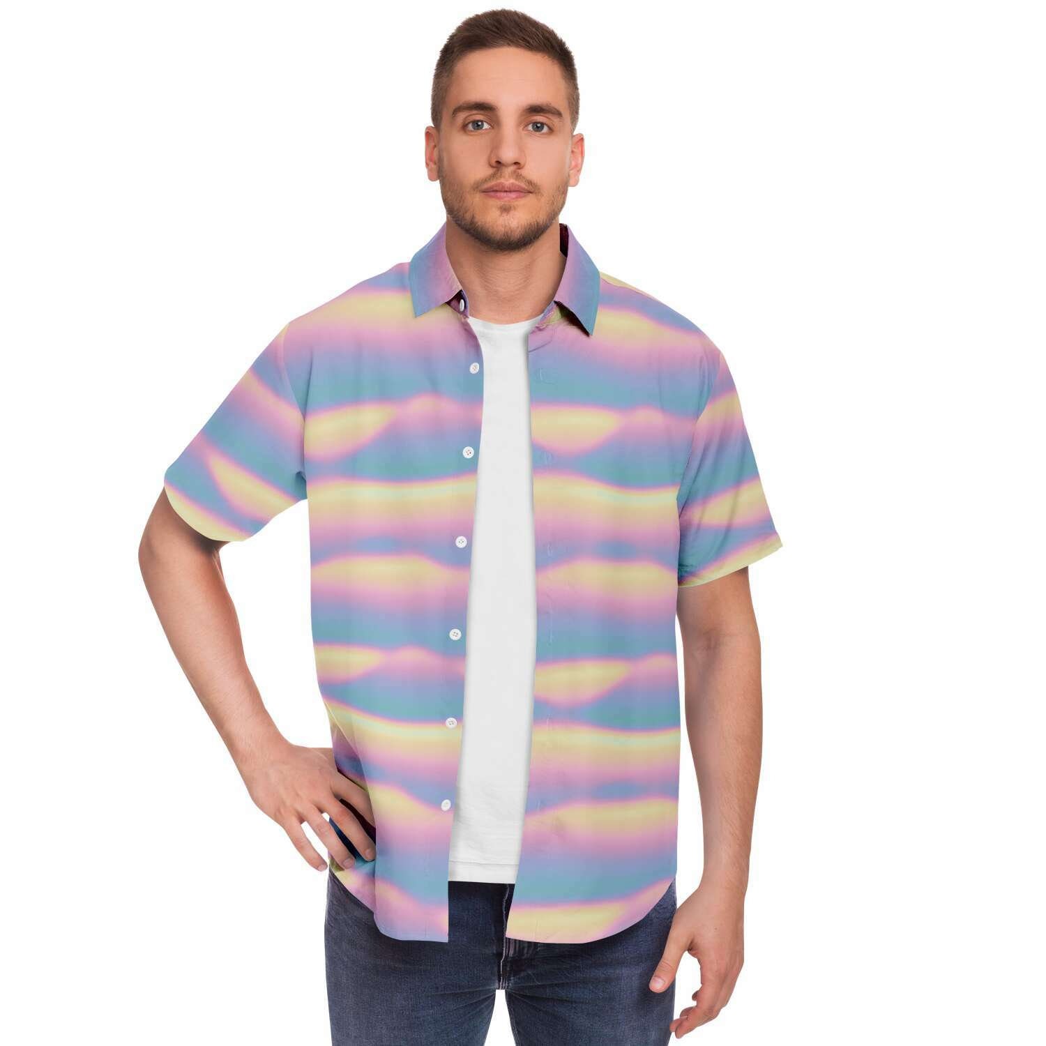 Holographic Iridescence Clouds Print Shirt - Etsy