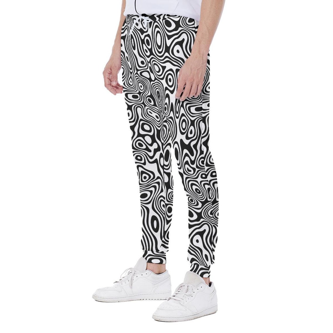 Black and White Geometric Print Men's Sweatpants - Etsy