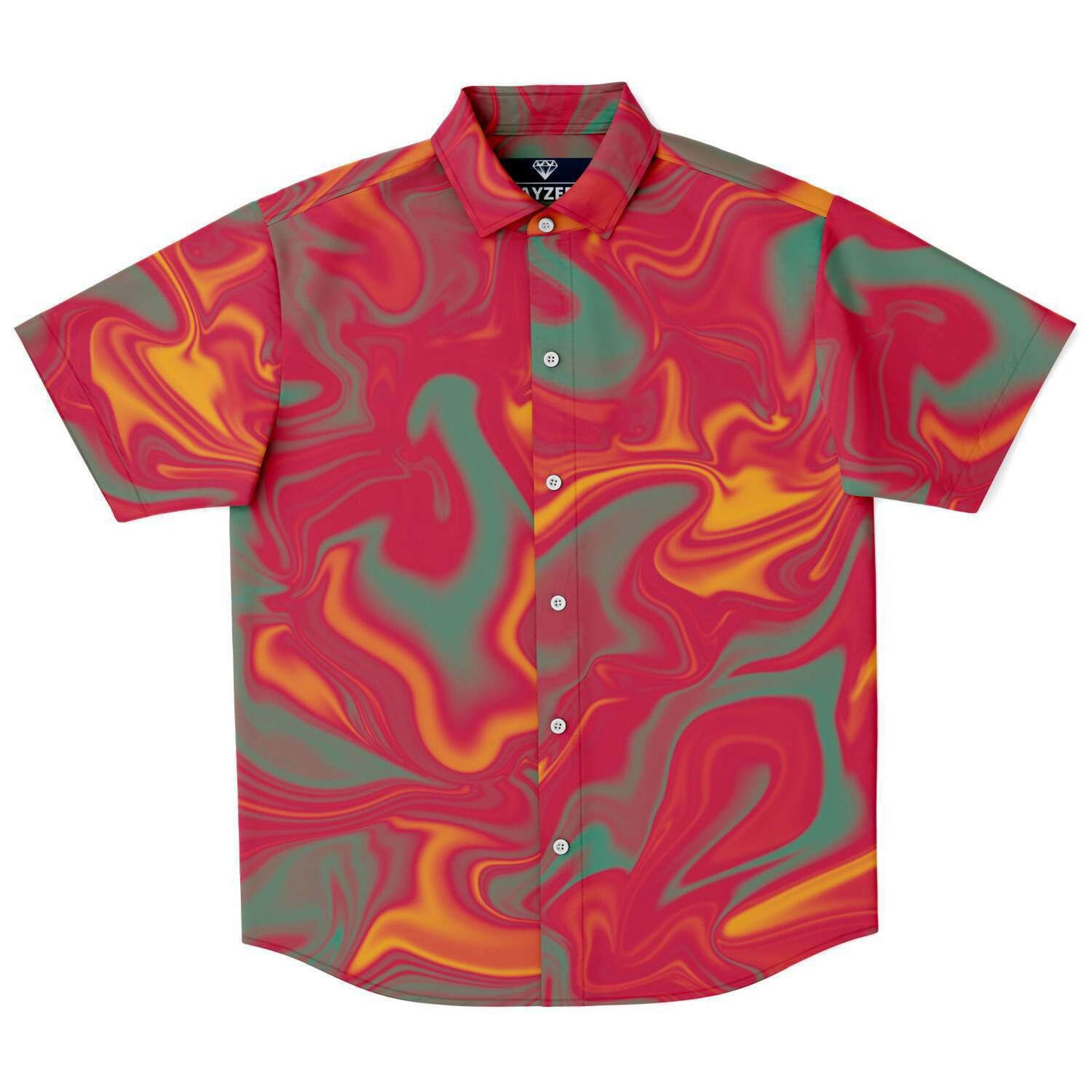 Discover Candy Pop Red Mint Marble Smoke Sunset Liquid Holographic Hawaiian Shirt