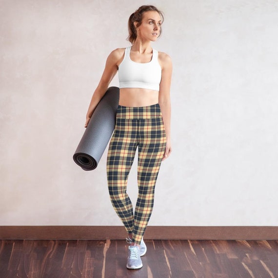 Zwart Geel Check Plaid Patroon Yoga 