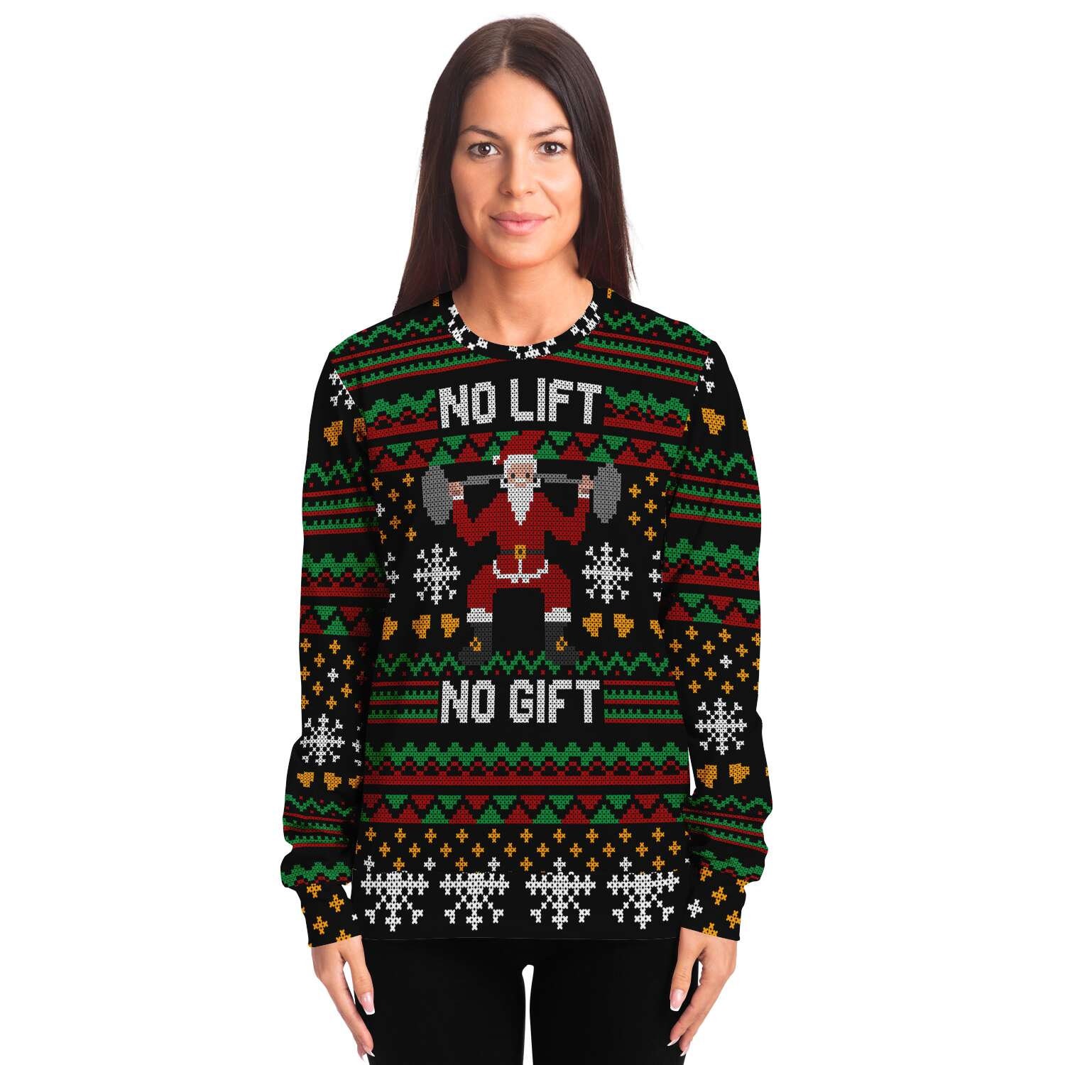Discover Funny Gym Lifting Christmas Sweatshirt, Ugly Christmas Sweater
